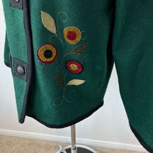 Cedar Canyon Fall Autumn Wool Blend Jacket Patchwork size Medium Green - Picture 3 of 6